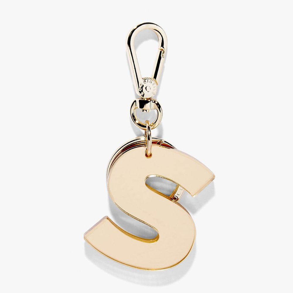 Coccinelle Gold Mirrored Alphabet Lovers Keychain / Bag Charm - New w/Box - RARE